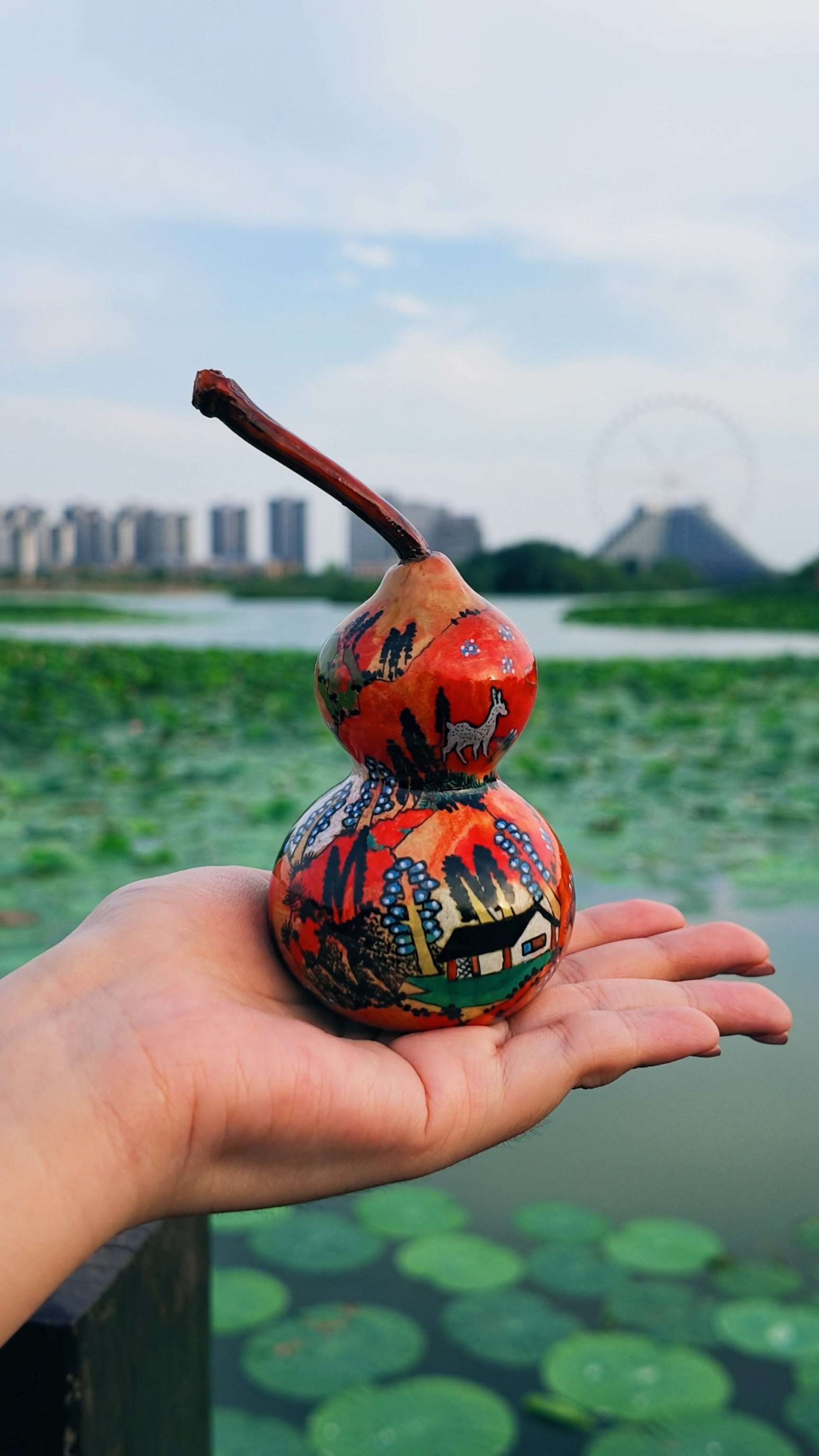 Hand-Painted Glazed Gourd Art Ornament
