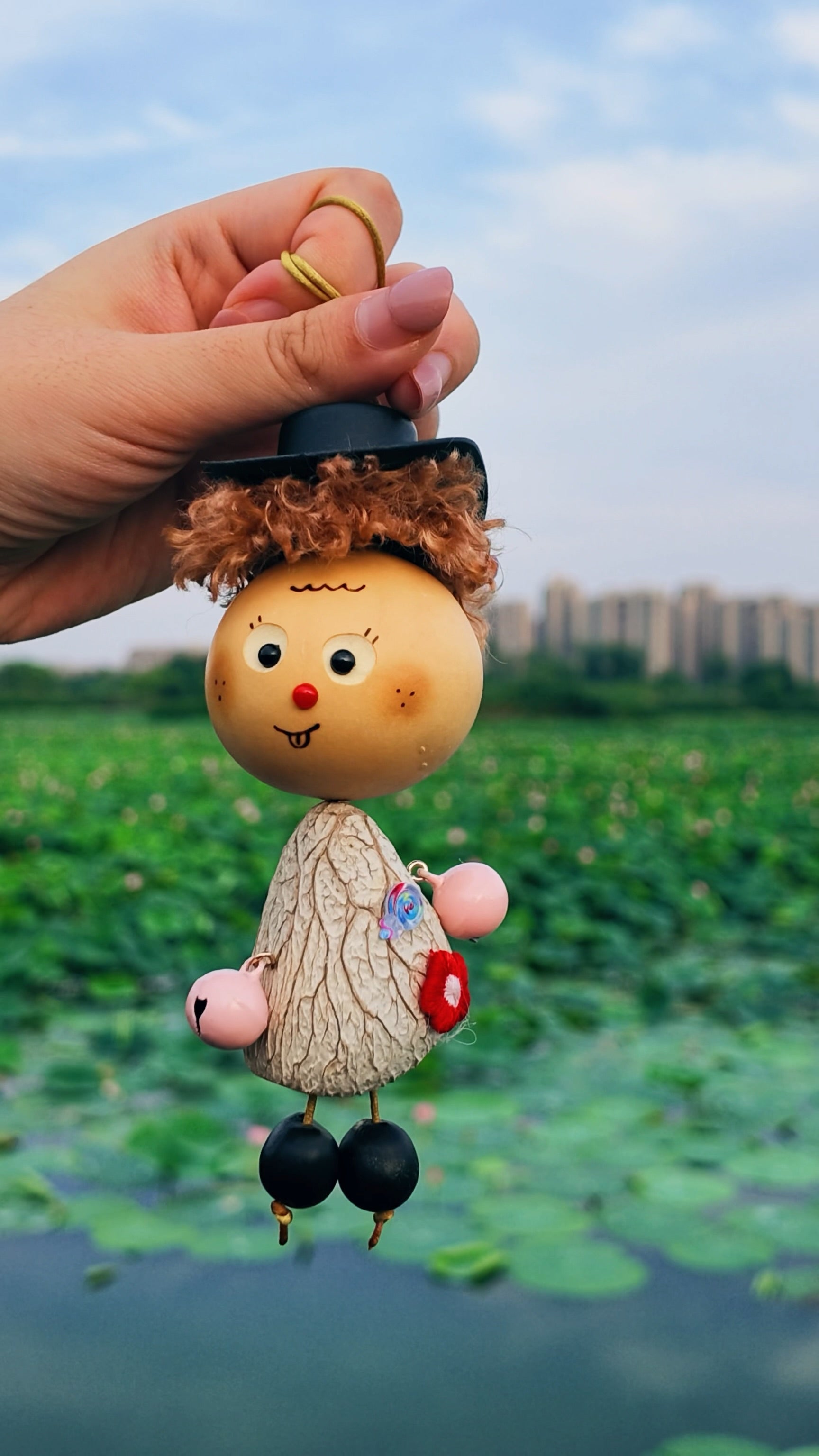 Handmade Cute Gourd Doll Charm — Artisan Ugly-Cute Hanging Ornament
