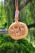Handmade Rabbit Family Gourd Ornament